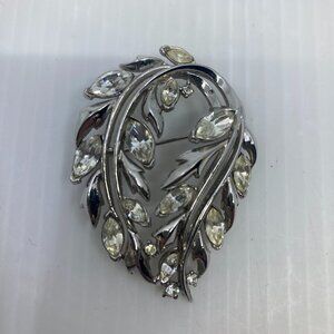 Vtg 1960 clear wedding bridal crystal rhinestone brooch